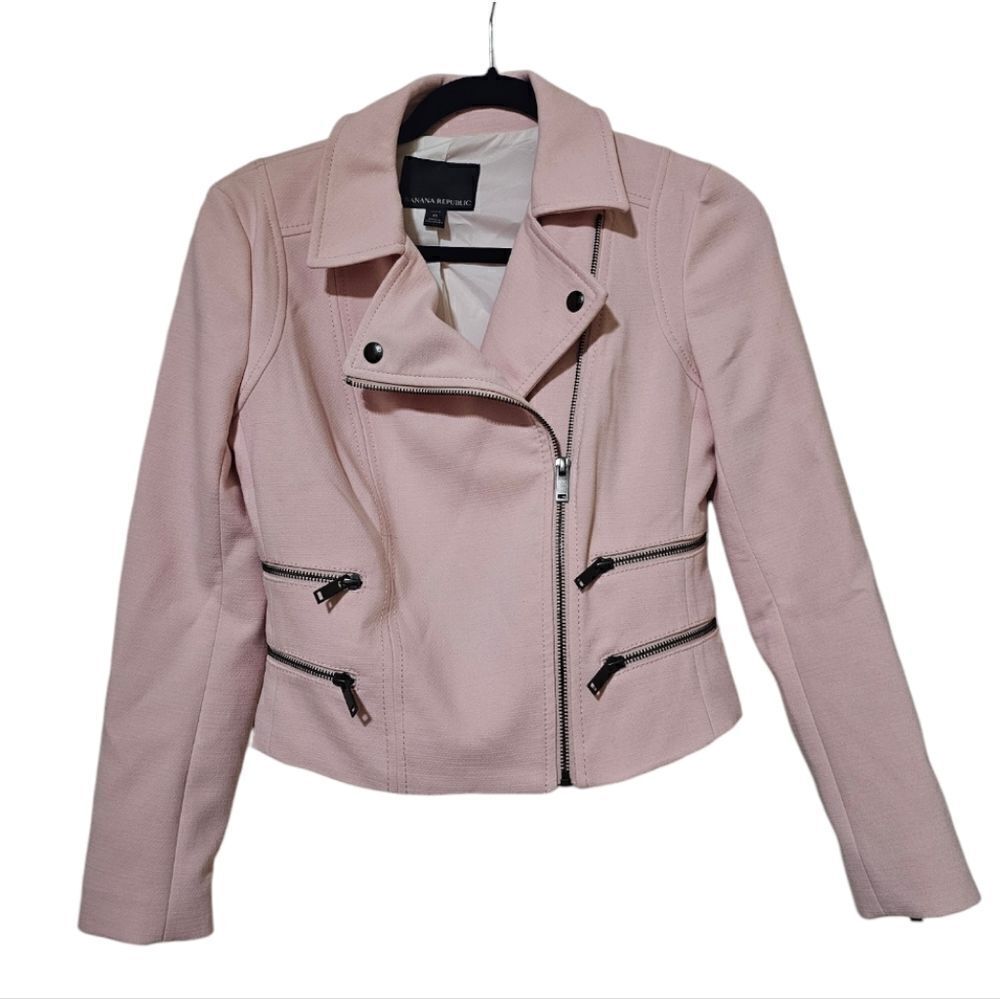 BANANA REPUBLIC Light Pink Moto Jacket - Size 0 Petite